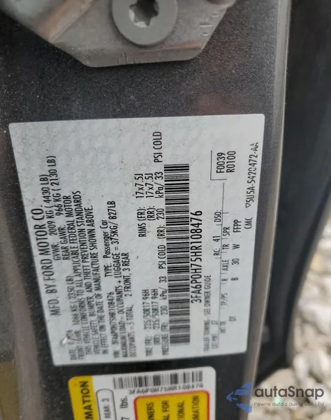 2017 Ford Fusion Se z USA, uszkodzony, nr VIN 3FA6P0H75HR108476
